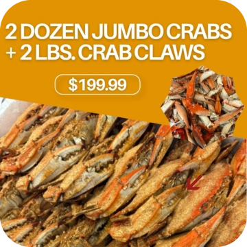 2 dozen Jumbo Male Crabs + 2 lbs. Blue Crab Claws